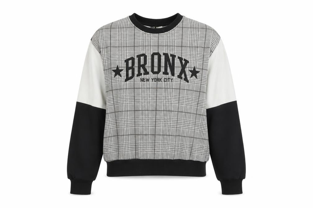 Front view of H&M women’s black check jumper, size S