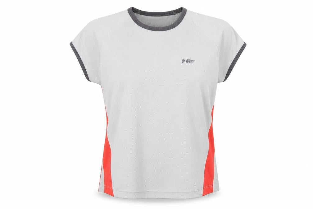 Front view of Marks & Spencer women’s grey basic t-shirt, size UK 12