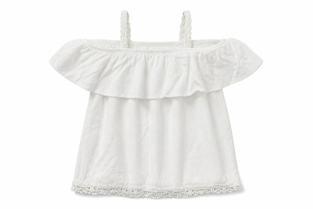 Front view of Primark girls’ white basic tank, size 11-12, years
