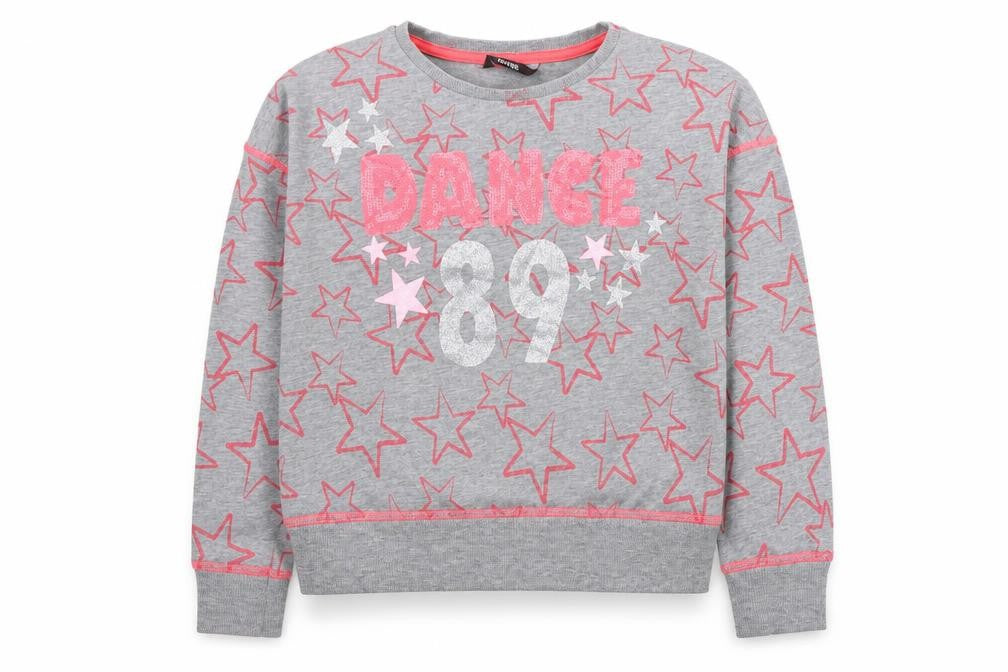 George Girls Grey Geometric  Pullover Jumper Size 10-11 Years  - details on chest