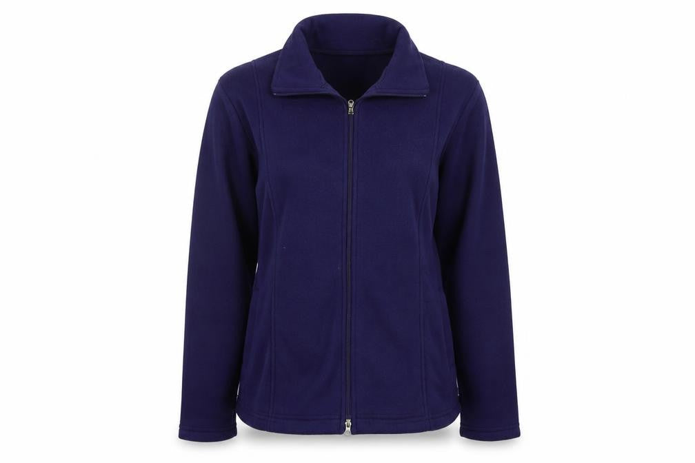 Front view of Anna De Lancay women’s blue jacket coat, size M