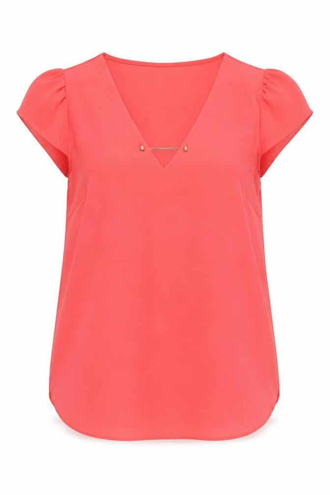 Front view of Atmosphere women’s pink basic blouse, size UK 6