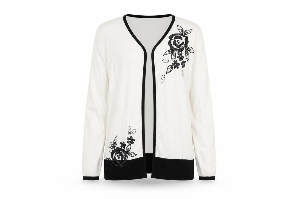 frank saul Womens White Geometric Knit Cardigan Jumper Size L