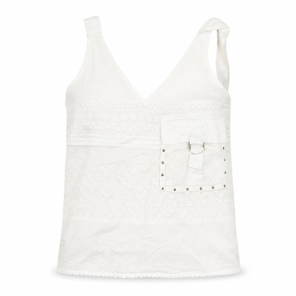 Front view of Next women’s white basic tank, size UK 14