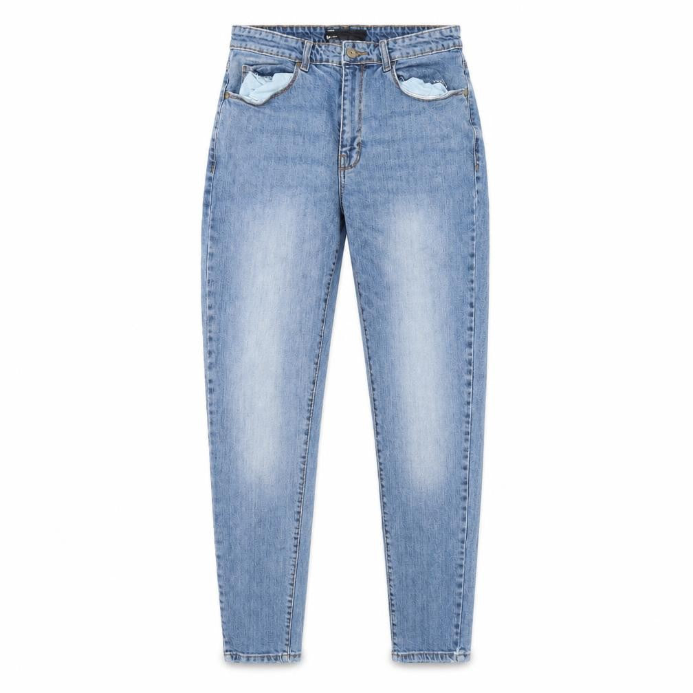 Front view of Very women’s blue denim straight jeans, size UK 32, 30-inch leg