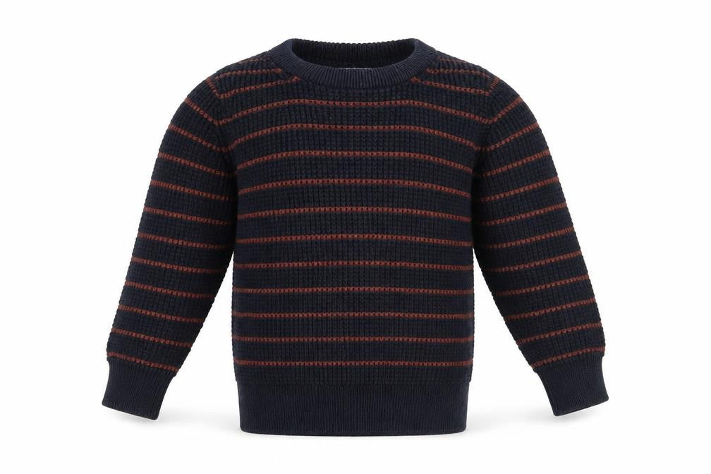 Front view of Palamino boys’ multicoloured striped jumper, size 6-7, years