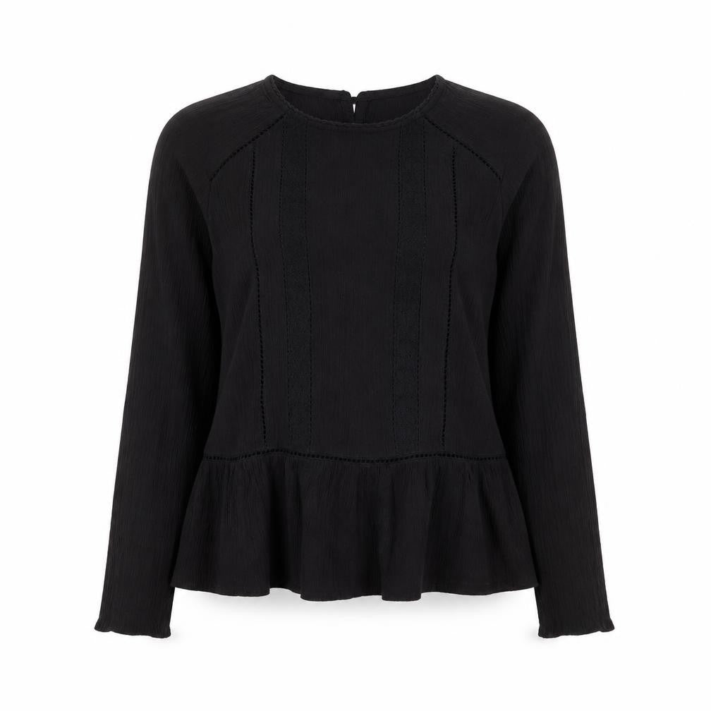 Front view of H&M women’s black basic t-shirt, size UK 6