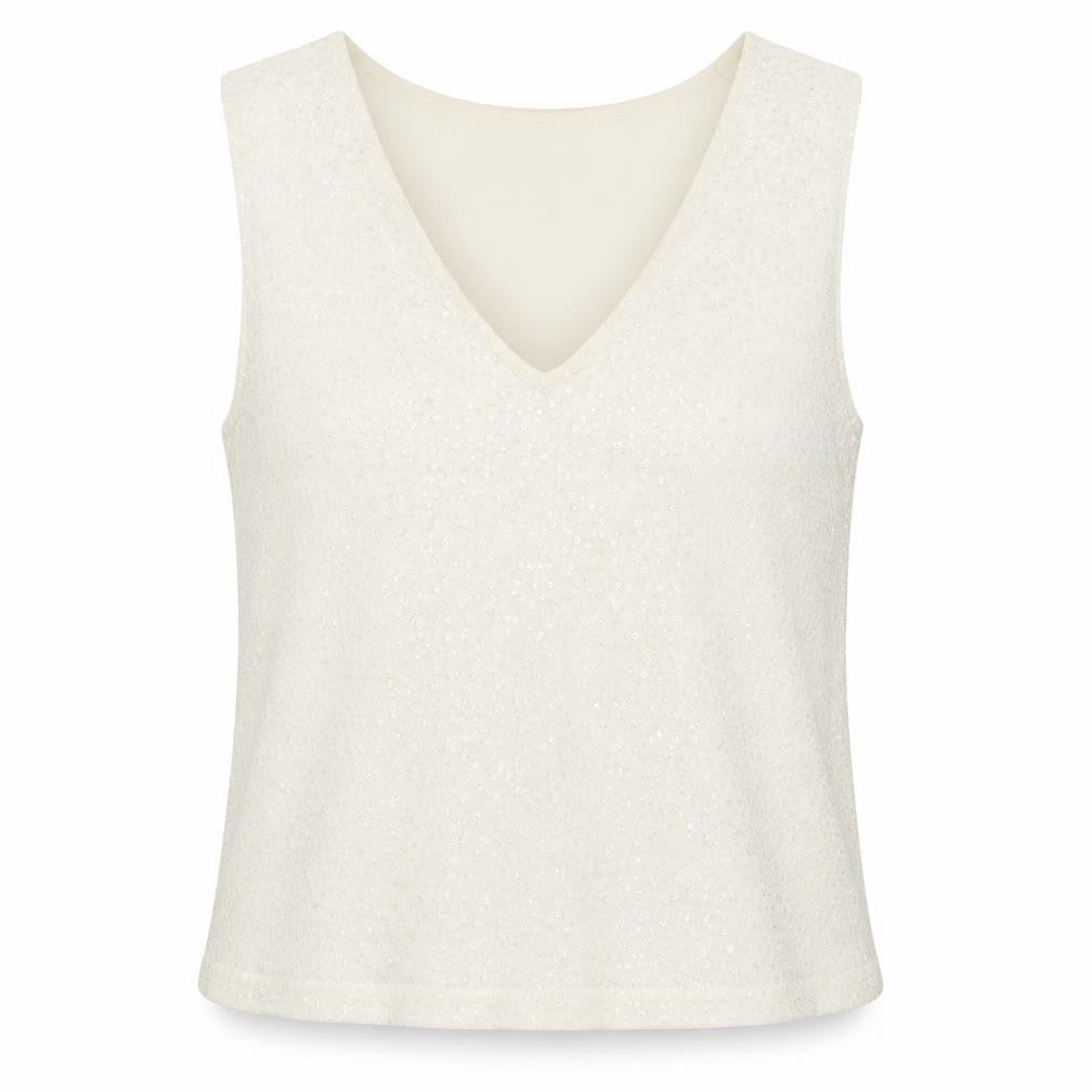 Front view of Vortenom women’s white basic tank, size L
