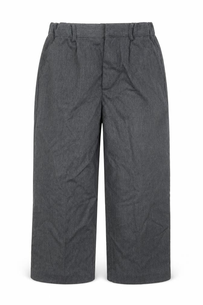 Front view of Mothercare boys’ grey capri trousers, size 7-8, years