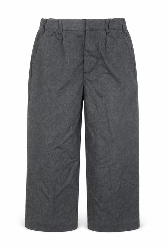 Front view of Mothercare boys’ grey capri trousers, size 7-8, years