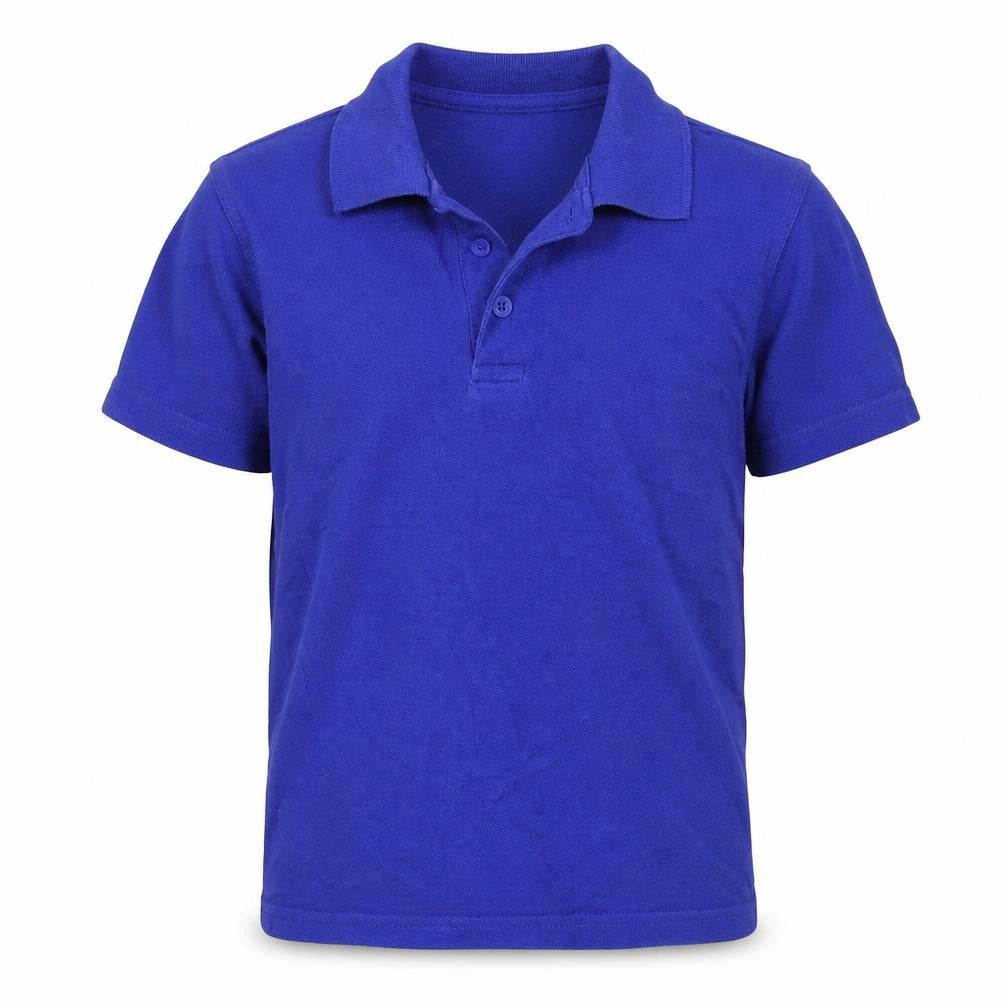 Front view of George boys’ blue pullover polo, size 7-8, years