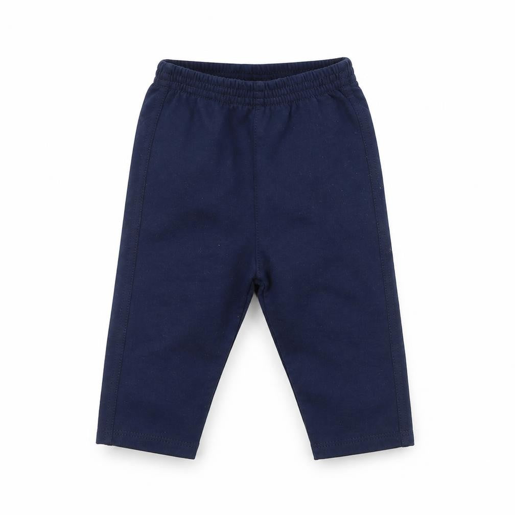 Front view of Preworn boys’ blue sweatpants, size 6-9, months