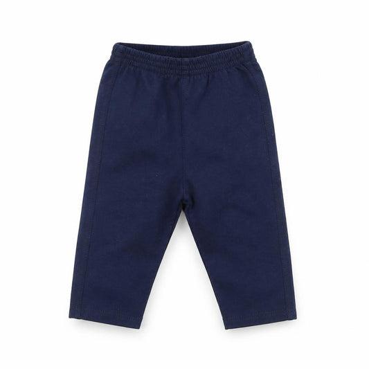 Front view of Preworn boys’ blue sweatpants, size 6-9, months