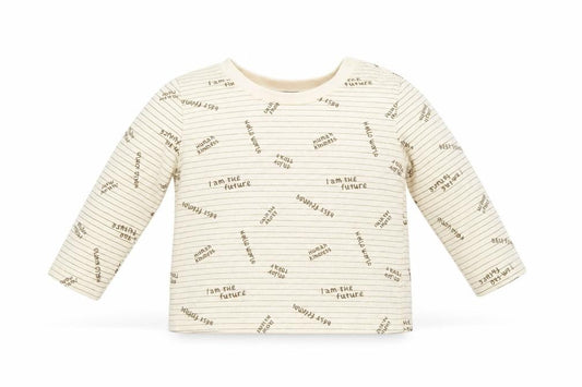 Front view of Primark boys’ ivory striped jumper, size 6-9, months