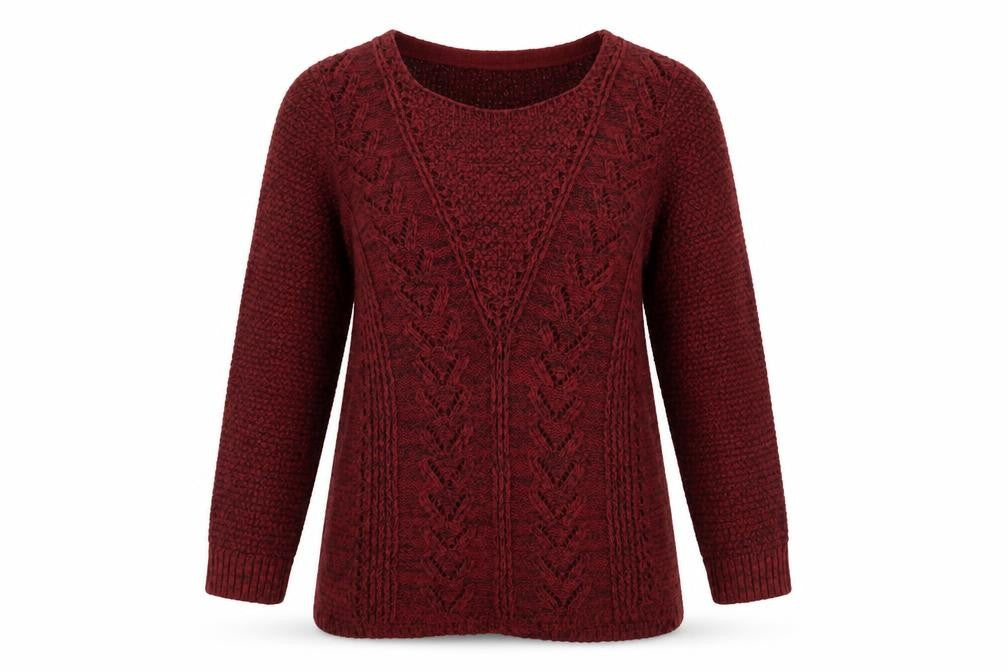 Front view of G21 women’s purple jumper, size UK 14