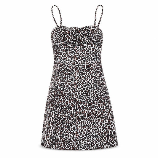 Front view of PRETTYLITTLETHING women’s brown animal print basic blouse, size UK 4