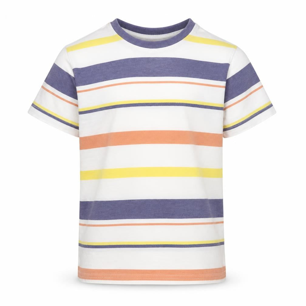 Front view of Primark girls’ white striped basic t-shirt, size 5-6, years