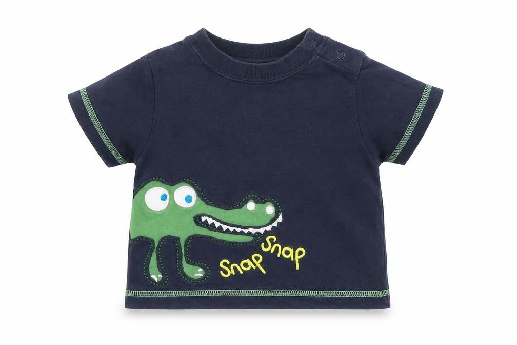 Front view of Babble Boom Baby Blue Basic T-Shirt, size 0-3, Months