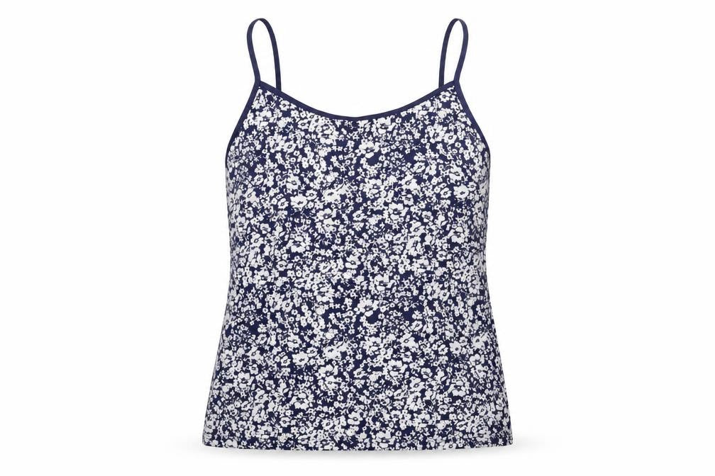 Front view of Dorothy Perkins women’s blue floral basic blouse, size UK 12