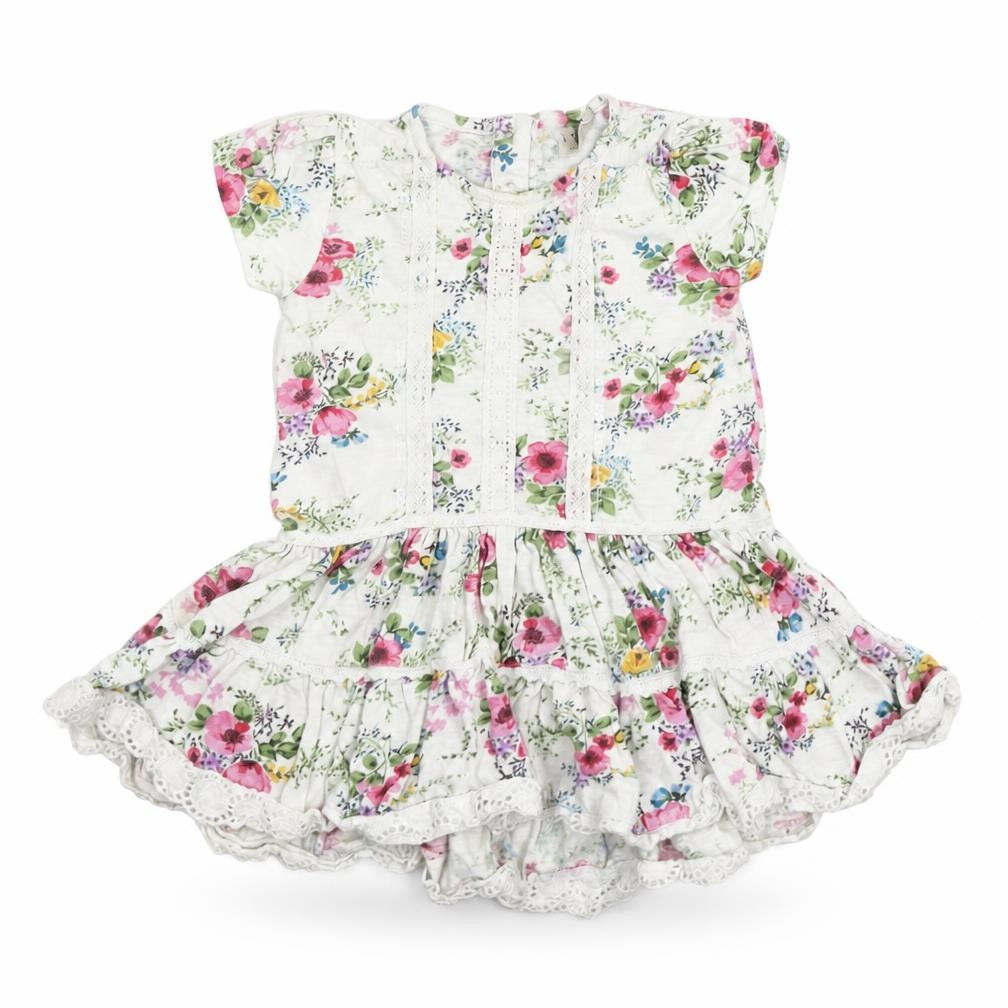 Front view of Next Baby White Floral A-Line, size 12-18, Months