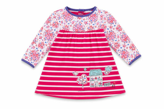 Front view of Mini Club Baby Pink Striped A-Line, size 9-12, Months