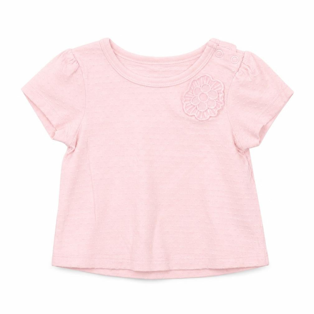 Front view of Nutmeg girls’ pink basic t-shirt, size 0-3, months