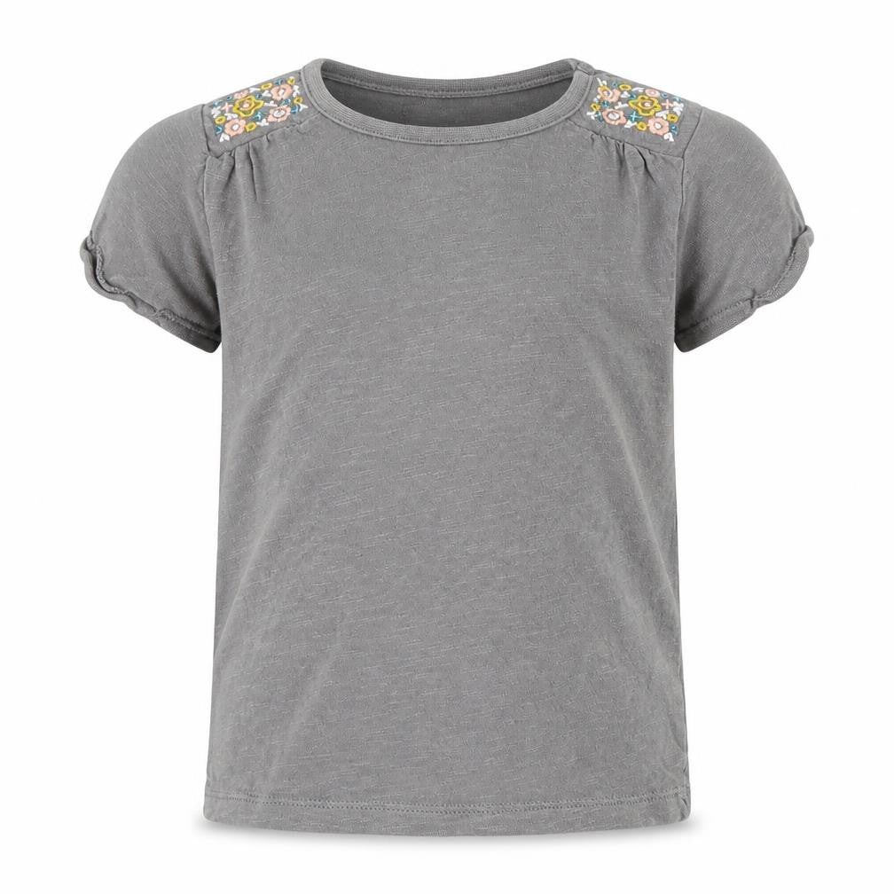 Front view of Tu girls’ grey floral basic t-shirt, size 3, years