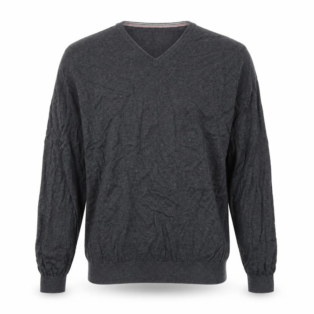 Front view of Palm Grove men’s grey knit jumper, size L