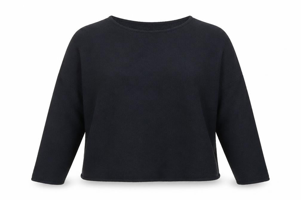Front view of H&M women’s blue knit jumper, size L