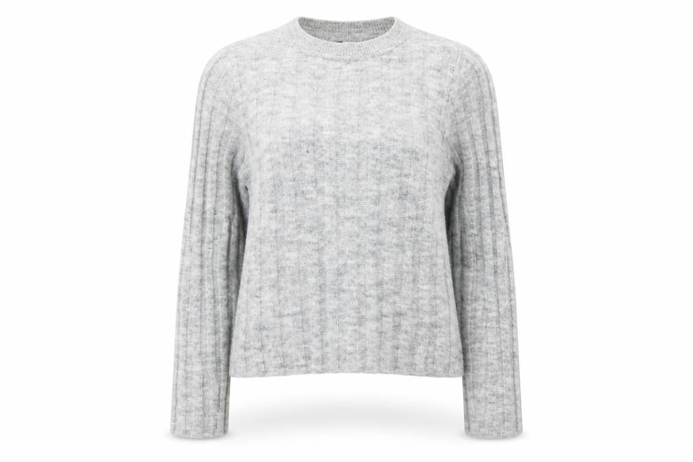 Front view of H&M women’s grey knit jumper, size XS