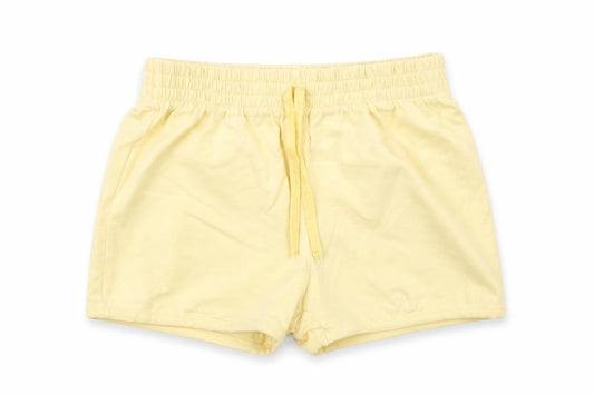 Front view of Gap girls’ yellow boyfriend shorts, size 2, years