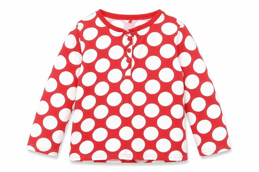 Front view of George girls’ red polka dot basic t-shirt, size 5-6, years