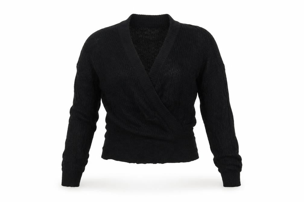 Front view of QED London women’s black jumper, size M