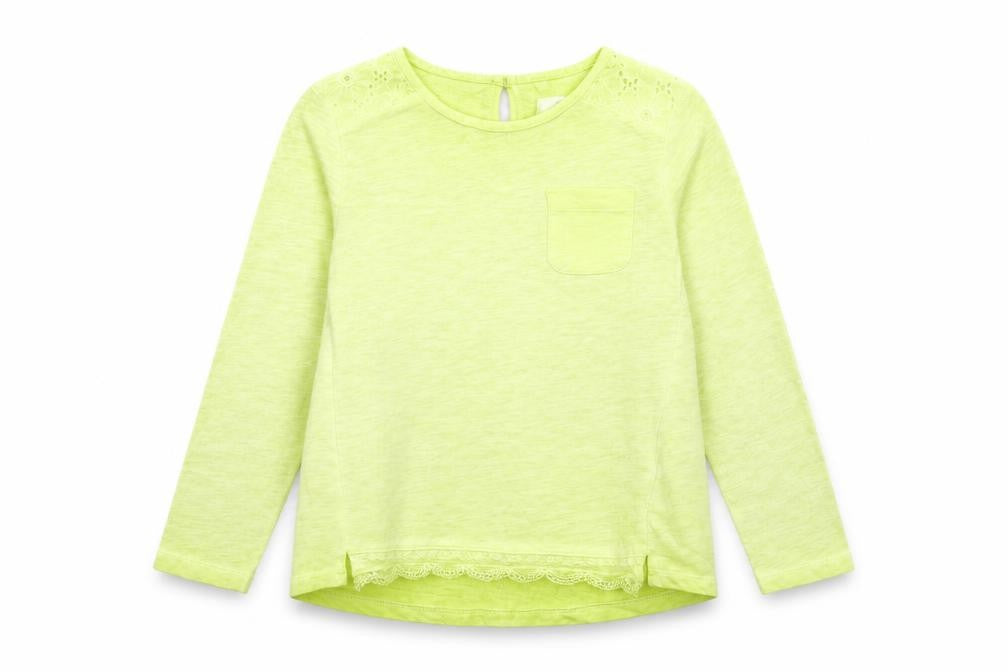 Front view of Next girls’ green basic t-shirt, size 5-6, years