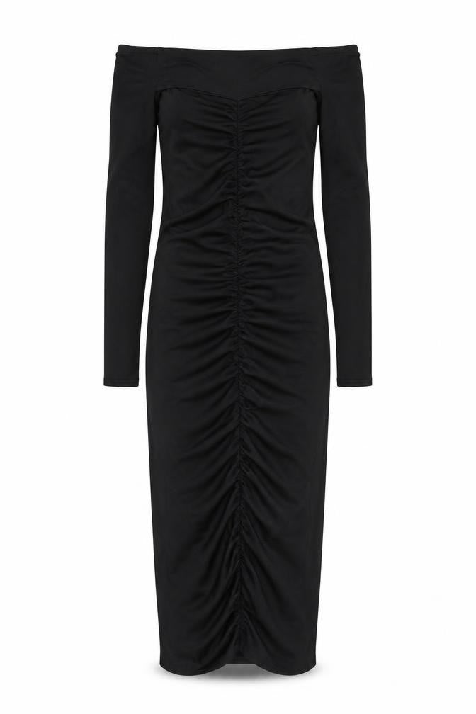 Front view of Boohoo women’s black bodycon, size UK 8