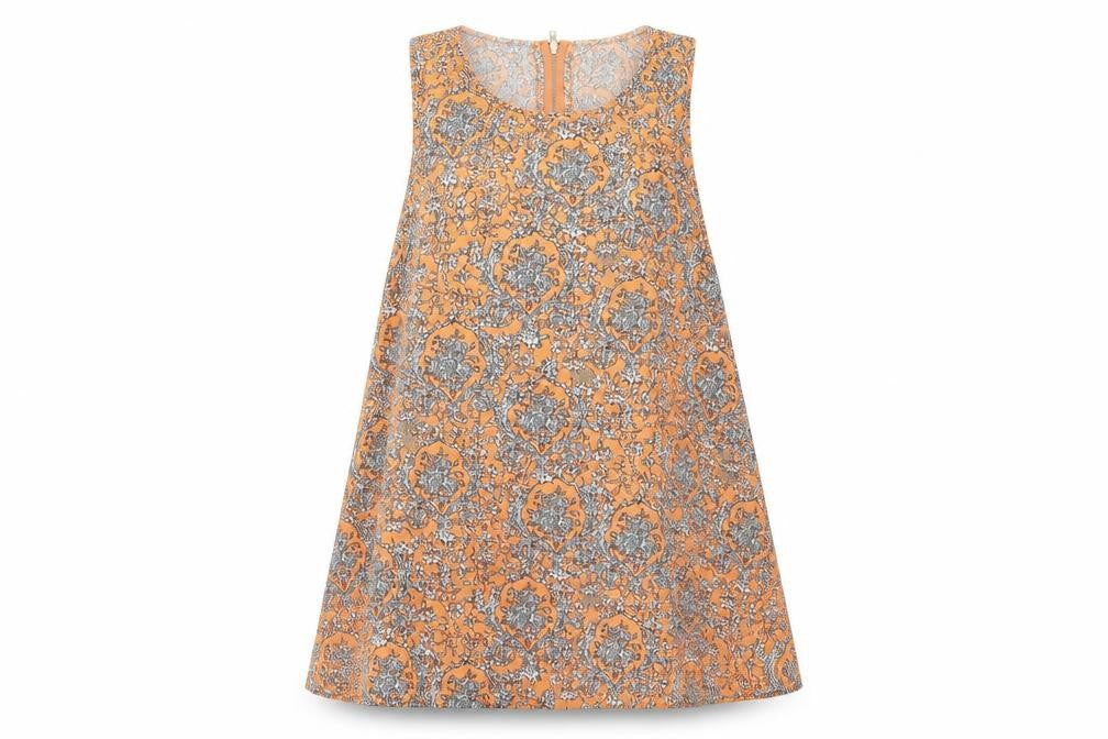 IZABELL Womens Orange Paisley  Basic Tank Size 8