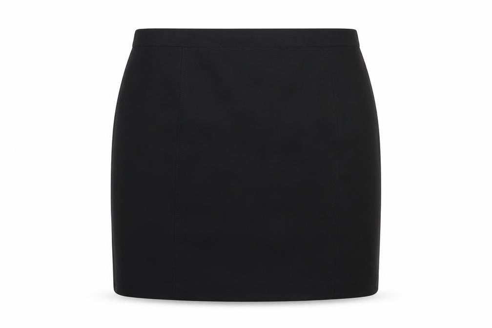 Front view of tailored to you women’s black mini skirt, size UK 42, in