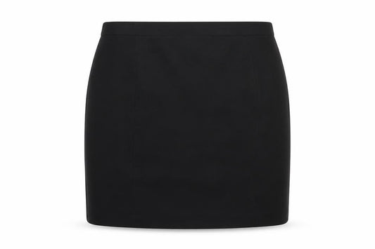 Front view of tailored to you women’s black mini skirt, size UK 42, in