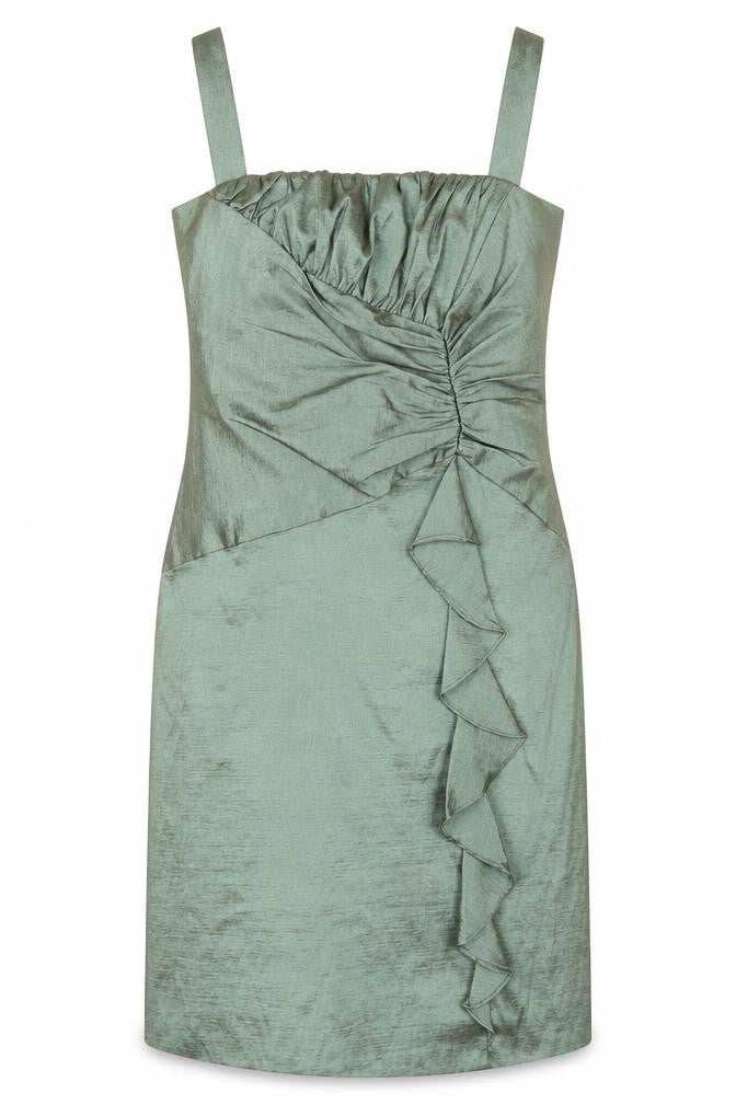Front view of R&M Richards women’s green a-line, size UK 12