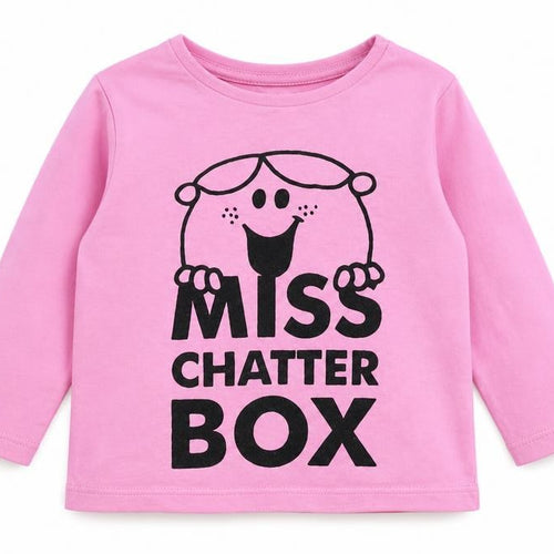 Mr Men Girls Pink   Basic T-Shirt Size 3-6 Months  - Little Miss Chatterbox