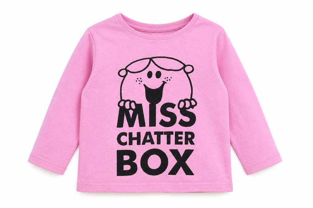 Mr Men Girls Pink   Basic T-Shirt Size 3-6 Months  - Little Miss Chatterbox