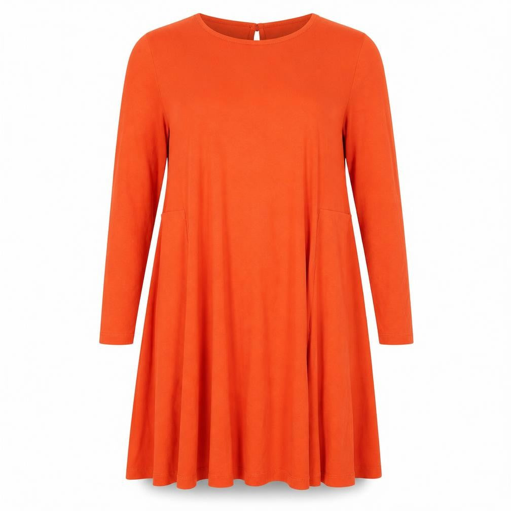 Front view of ASOS women’s orange fit & flare, size UK 12