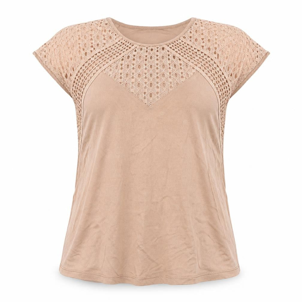 Front view of H&M women’s pink jersey basic t-shirt, size M