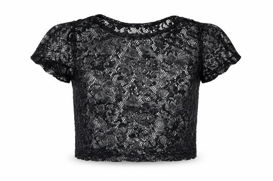 Front view of F&F girls’ black floral basic t-shirt, size 8-9, years