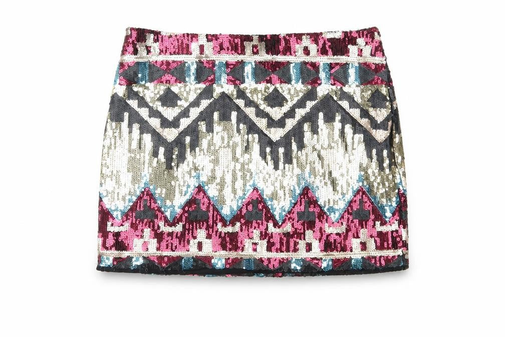 Front view of Glamorous women’s multicoloured a-line skirt, size UK 8