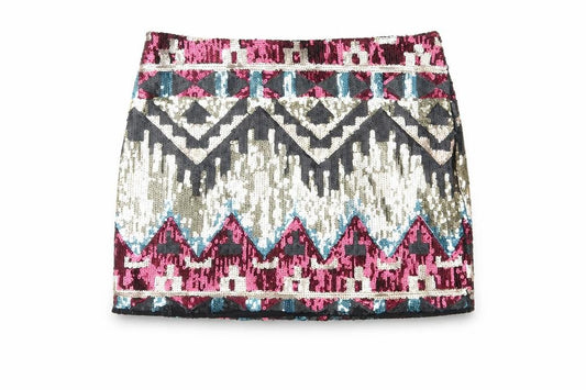 Front view of Glamorous women’s multicoloured a-line skirt, size UK 8