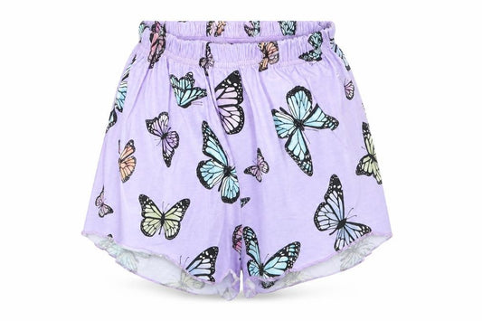 Front view of ROMWE girls’ multicoloured animal print cut-off shorts, size S