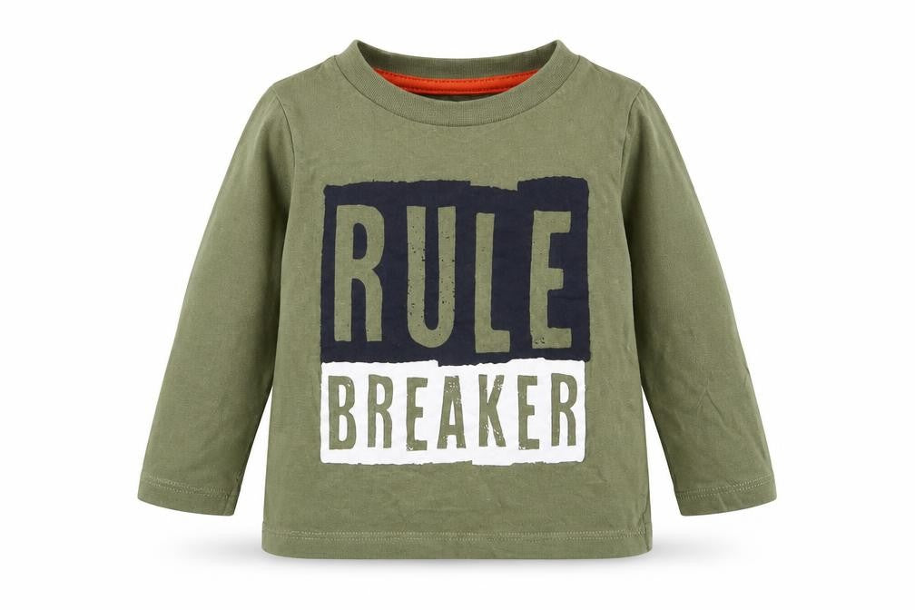 Front view of Primark boys’ green basic t-shirt, size 9-12, months
