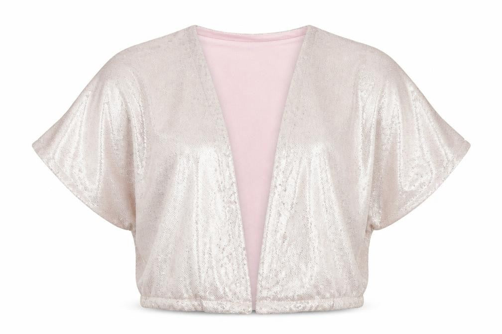 Front view of New Look women’s pink jacket, size UK 6, - sparkle detail