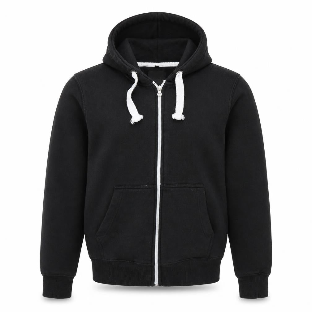 Front view of MALAIKA girls’ black colourblock full zip jumper, size L